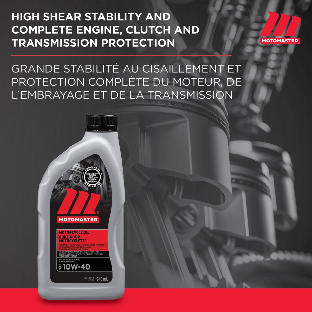 10W40 4-Stroke Motorcycle Oil, 946-mL F4F3 - product image 5