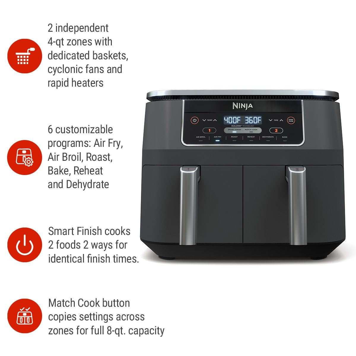 Foodi 2-Basket Air Fryer with 6 Cooking Functions, 8 Qt O1C7 - product image 5