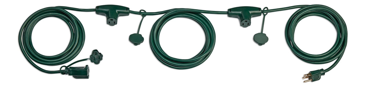 25-ft Outdoor Extension Cord, 3 Outlets, Safety Cover, Green O7X9 - product image 1