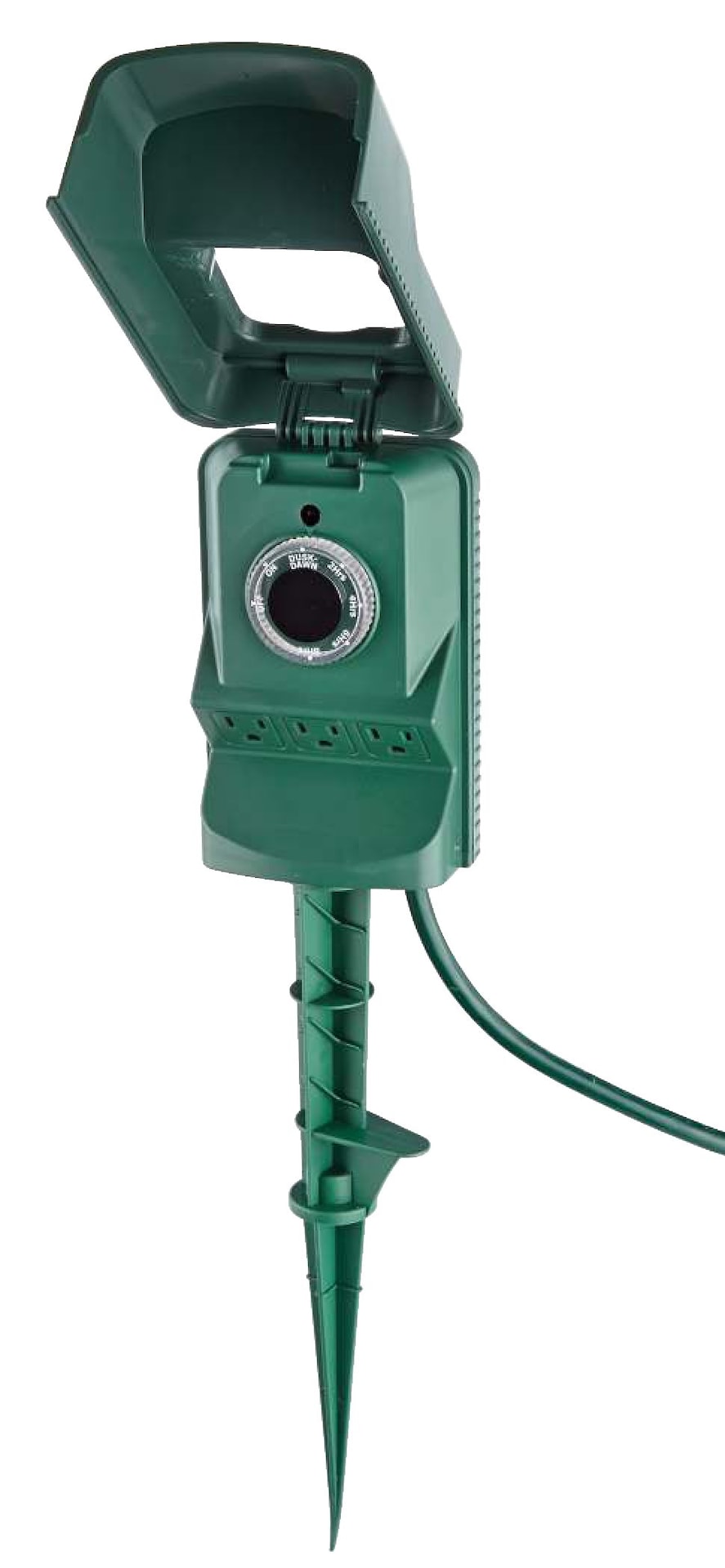 3-Outlet Outdoor Power Stake with 6-ft Cord and Timer, Green D6E6 - product image 3