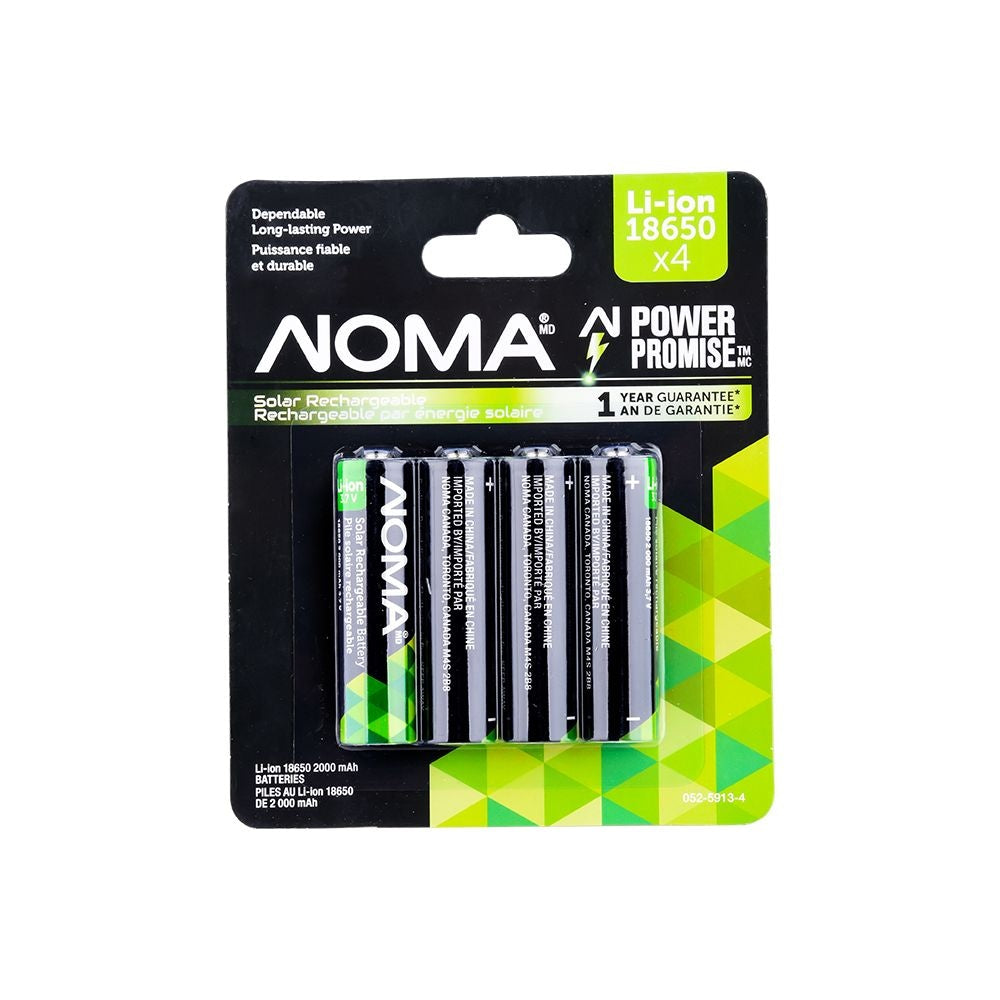 Li-ion 18650 2000mAh Rechargeable Batteries for Solar & Outdoor Lighting, 3.7V, 4-pk A5F9 - product image 2