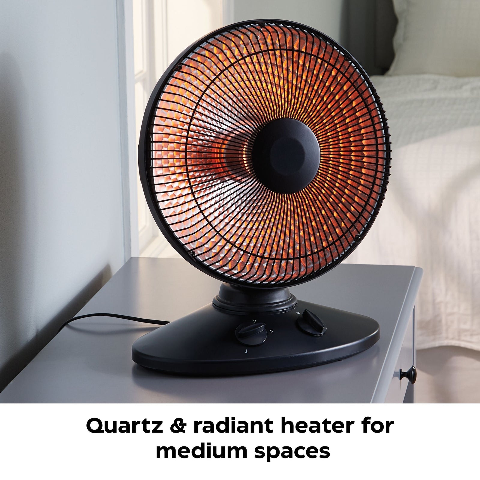Oscillating Parabolic Dish Portable Radiant Electric Space Heater, 1000W, Black O8K8 - product image 7