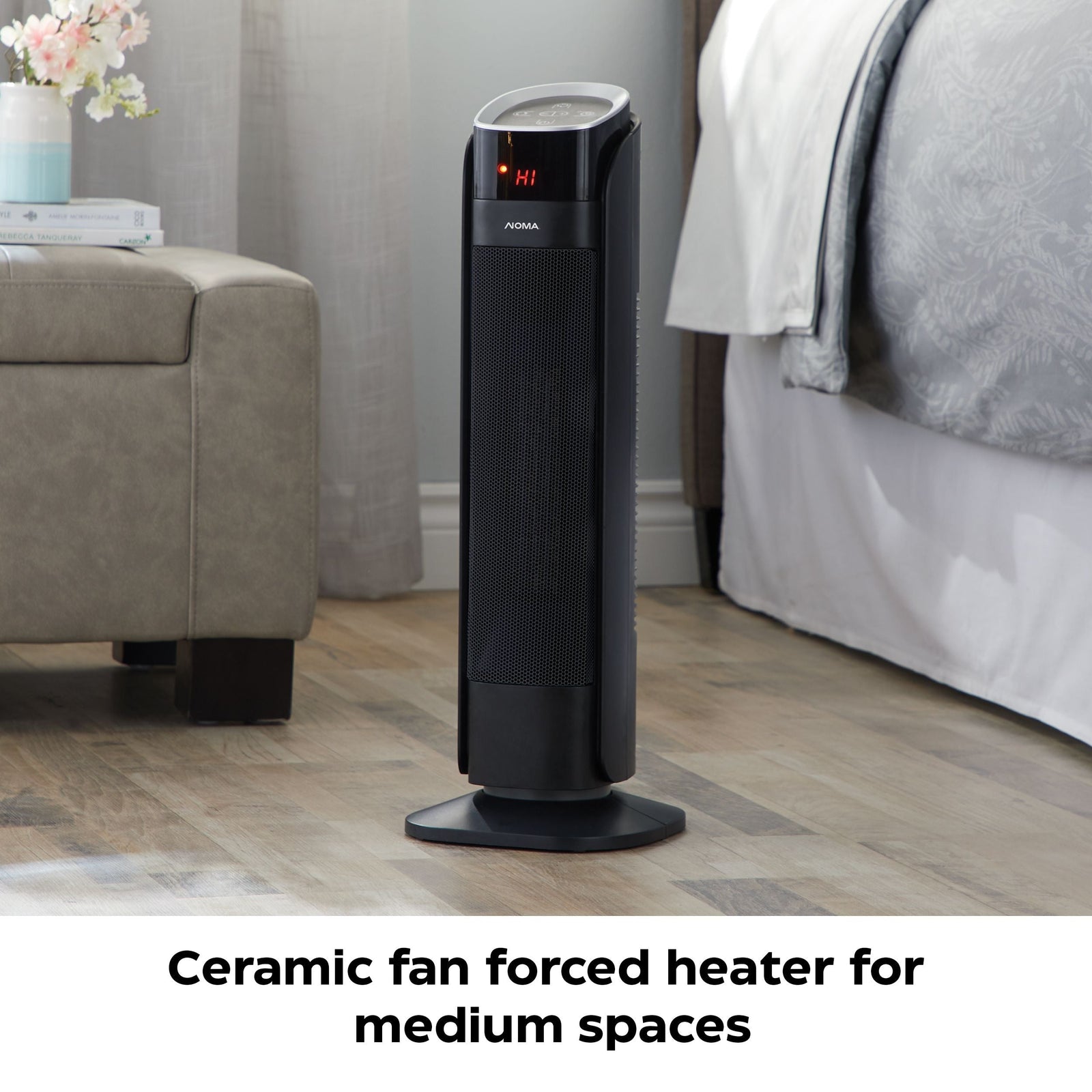 Oscillating Tower Ceramic Heater withRemote Control & Thermostat, 1500W, Black, 24-in V5Y8 - product image 6