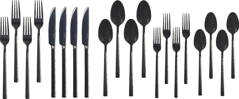 Belvedere Stainless Steel Flatware Set, Serves 4, 20-pc, Black D7D6 - product image 3