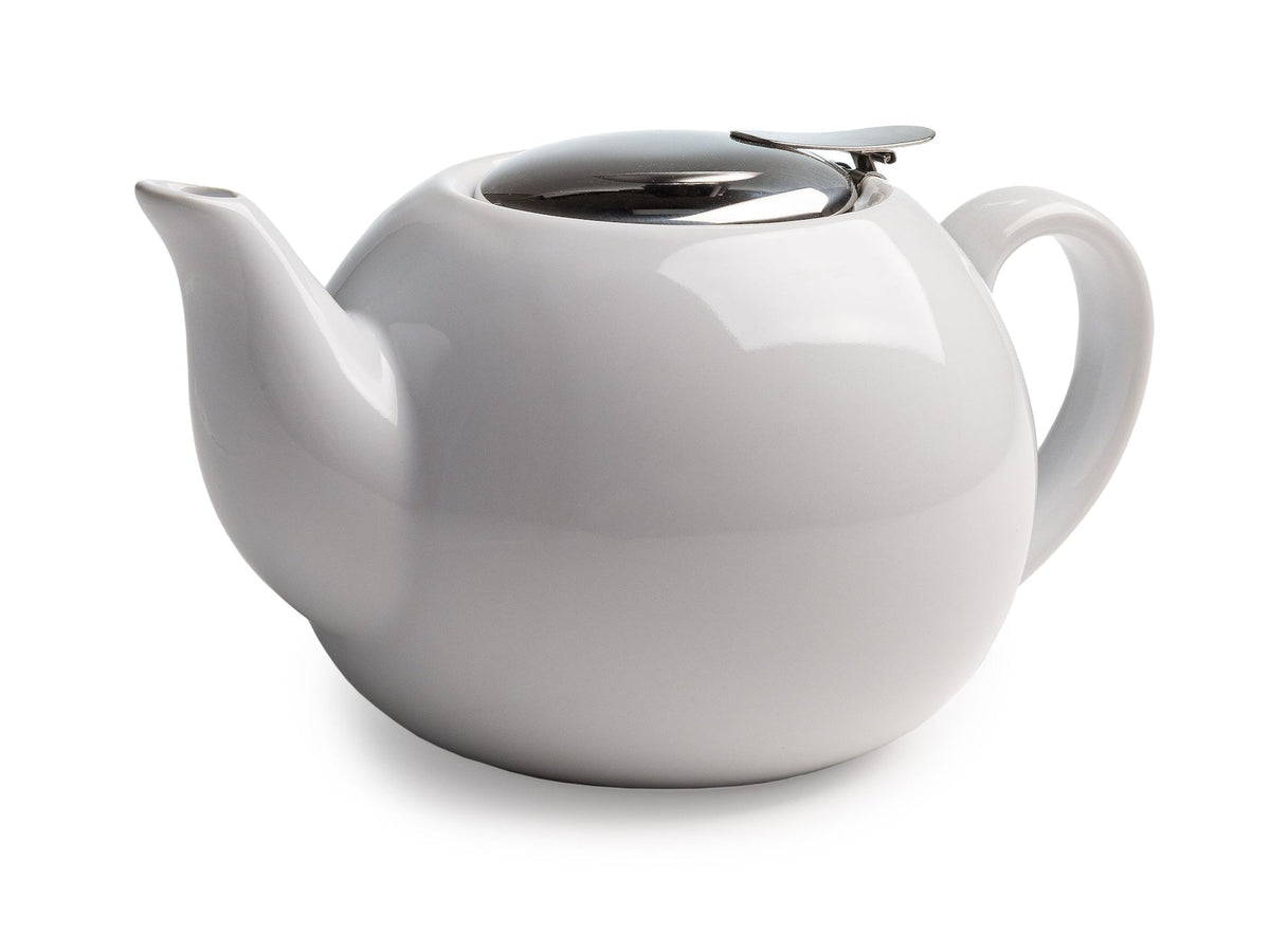 Ceramic Teapot with Stainless Steel Infuser, 0.71-L, White O0Q3 - product image 1