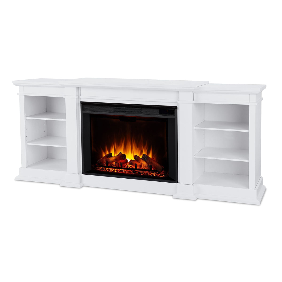 Flame Eliot Grand Entertainment VividFlame Media Indoor Electric Fireplace TV Stand, 1500W, Includes Remote Control & Firebox, White F3L0 - product image 1