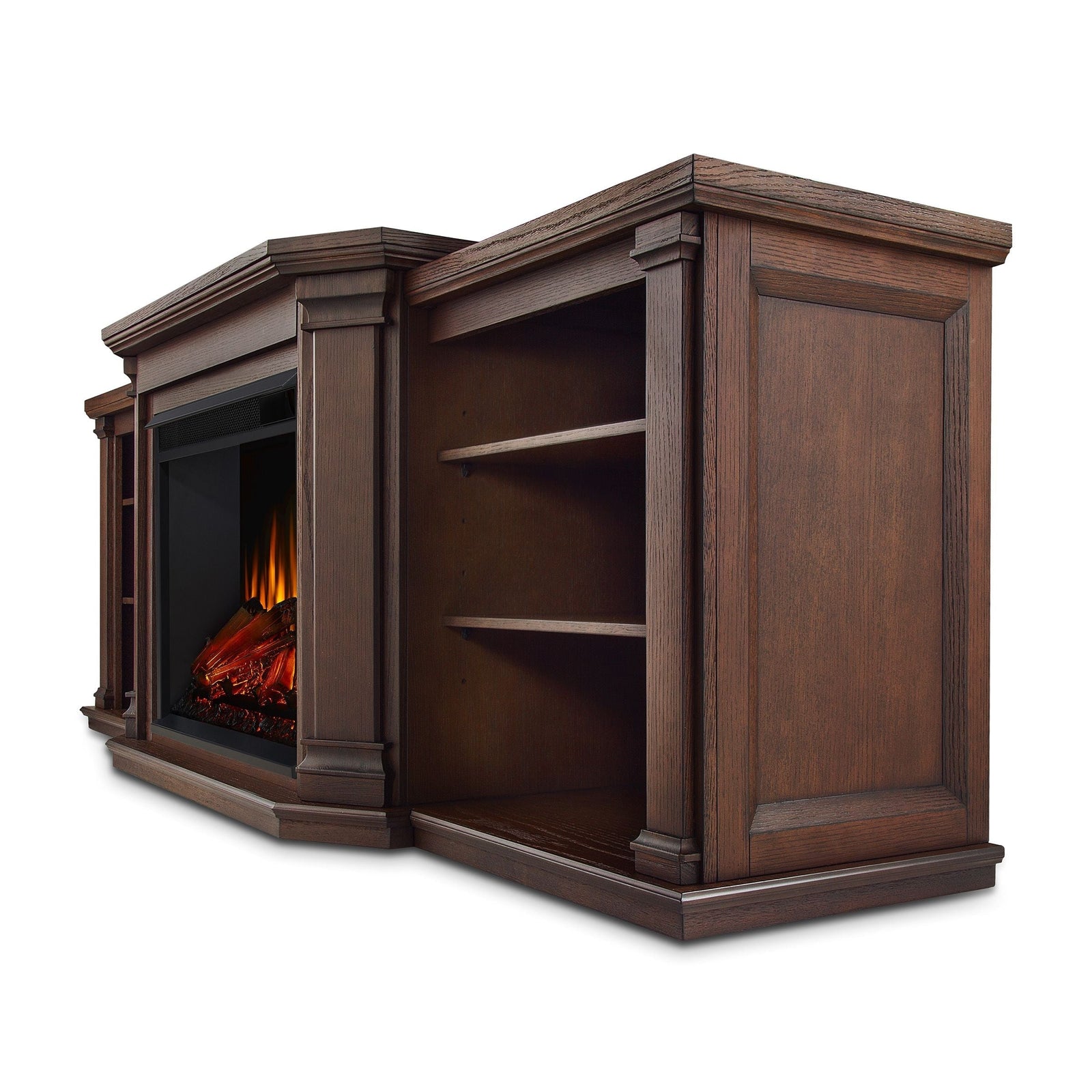Flame Valmont Media Indoor Electric Fireplace TV Stand, 74-in, 1500W, Includes Remote Control & Firebox, Chestnut Oak U1S4 - product image 2