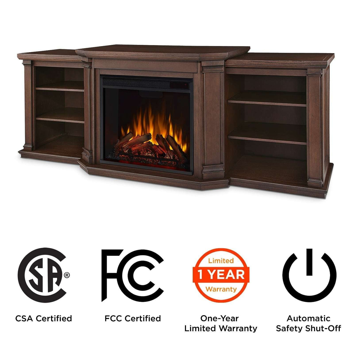 Flame Valmont Media Indoor Electric Fireplace TV Stand, 74-in, 1500W, Includes Remote Control & Firebox, Chestnut Oak U1S4 - product image 8