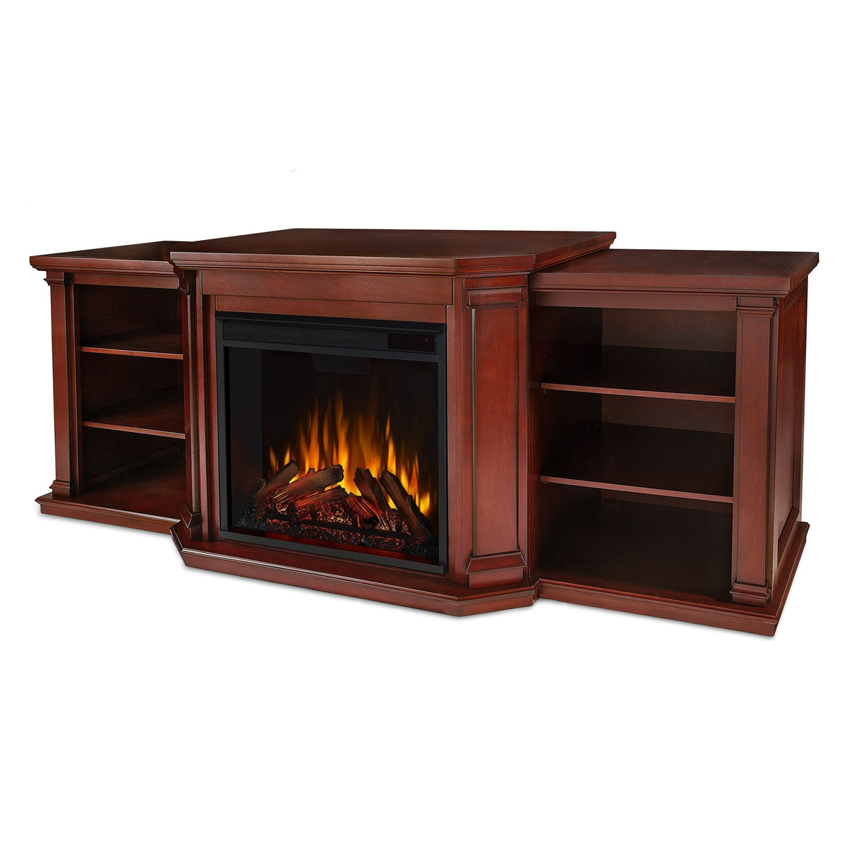 Flame Valmont Media Indoor Electric Fireplace TV Stand, 74-in, 1500W, Includes Remote Control & Firebox, Dark Mahogany X5I8 - product image 1