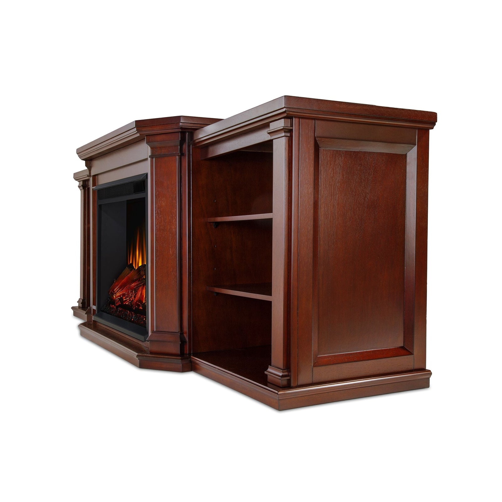Flame Valmont Media Indoor Electric Fireplace TV Stand, 74-in, 1500W, Includes Remote Control & Firebox, Dark Mahogany X5I8 - product image 3