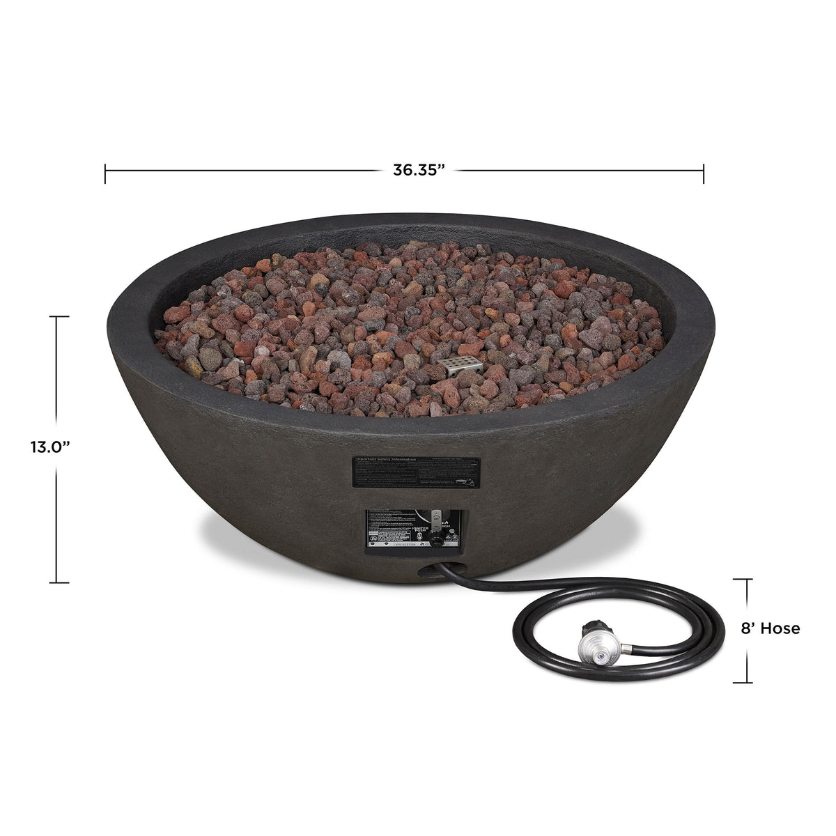 Round Concrete Gas Fire Pit in Shale, 36-in H4E5 - product image 8