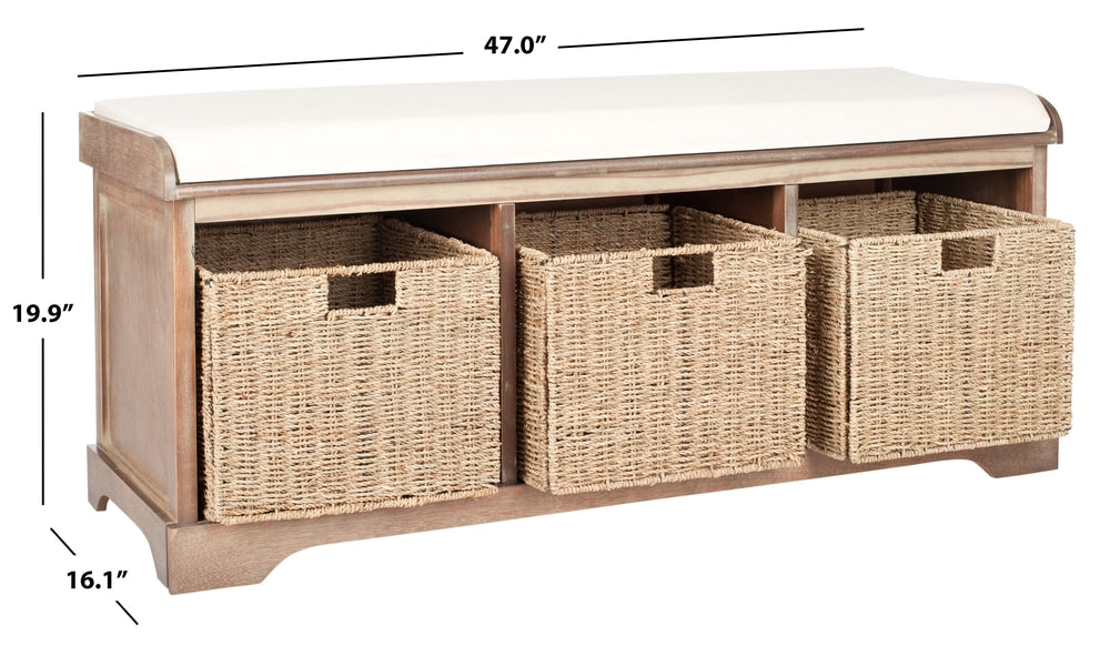 Lonan Wicker Storage Bench, Grey Wash/White, 16.1-in x 47-in x 19.9-in N1H7 - product image 6
