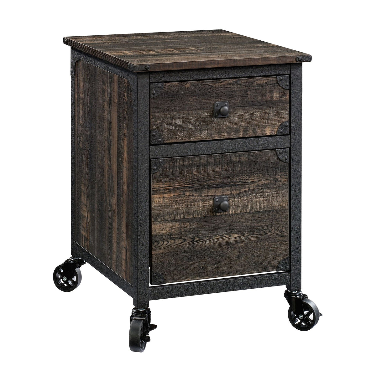 Steel Pedestal River File Cabinet with Drawers, Carbon Oak P9A0 - product image 1