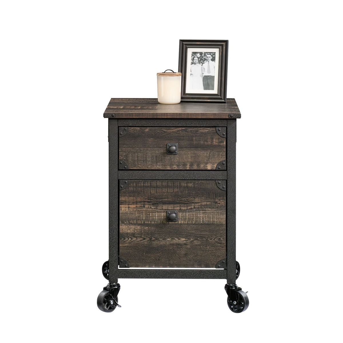 Steel Pedestal River File Cabinet with Drawers, Carbon Oak A5B4 - product image 2
