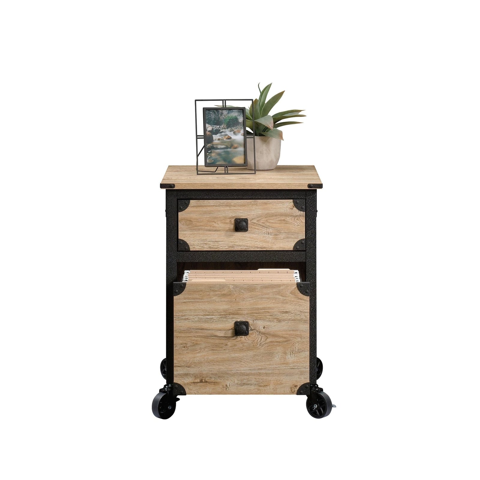 Steel Pedestal River File Cabinet with Drawers, Milled Mesquite G8K0 - product image 2