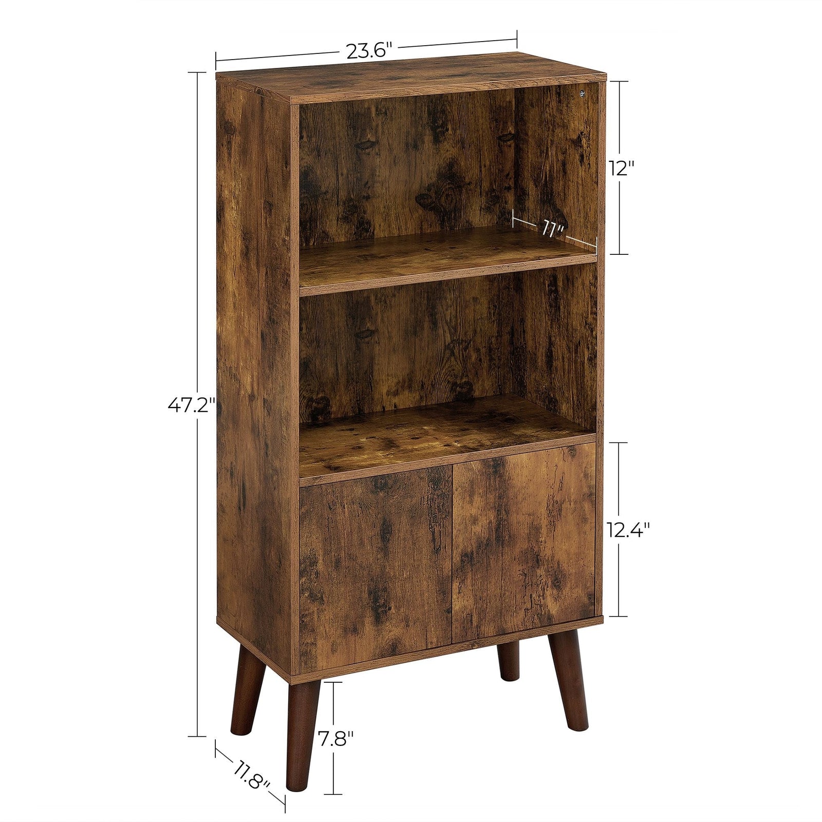 Home 3-Tier Rustic Brown Retro Cabinet with Steel Frame T8V6 - product image 2