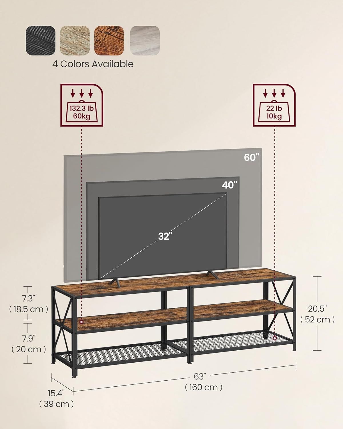 Home 70-in 3-Tier Industrial Rustic Brown TV Stand Z0V1 - product image 4