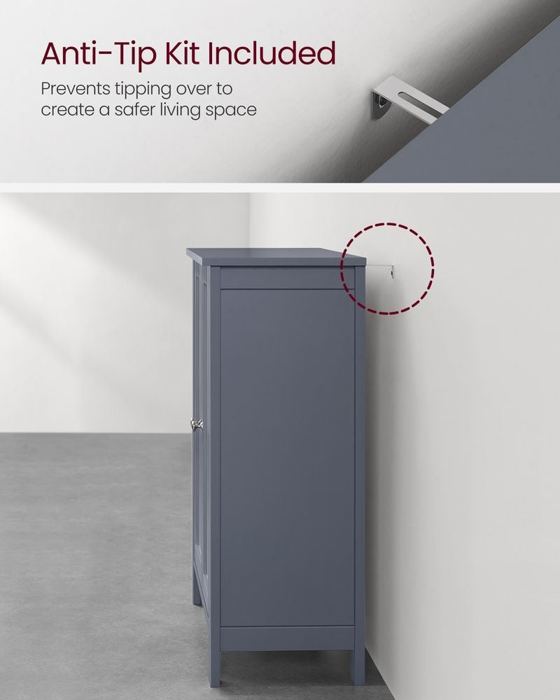Home Dove Grey Floor Cabinet with 2 Adjustable Shelves R5J5 - product image 6
