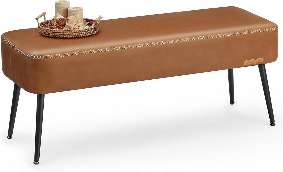 Home EKHO Collection Caramel Brown Synthetic Leather Bench S8M8 - product image 3