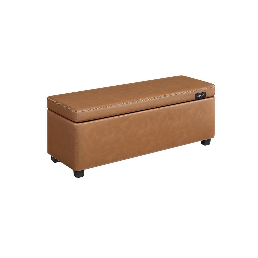 Home Mid-Century Modern Brown Storage Ottoman V7H6 - product image 1