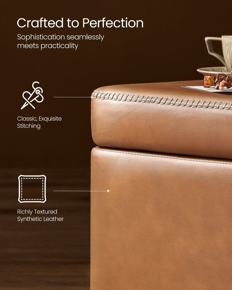 Home Mid-Century Modern Brown Storage Ottoman V7H6 - product image 4