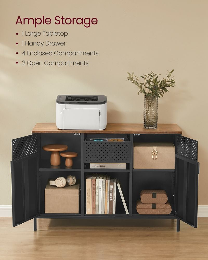 Home Rustic Brown/Black Metal Buffet Cabinet H6T0 - product image 4