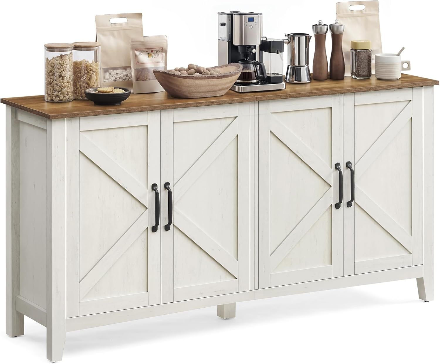 Home Rustic White/Honey Brown Buffet/Storage Cabinet K7Y2 - product image 1