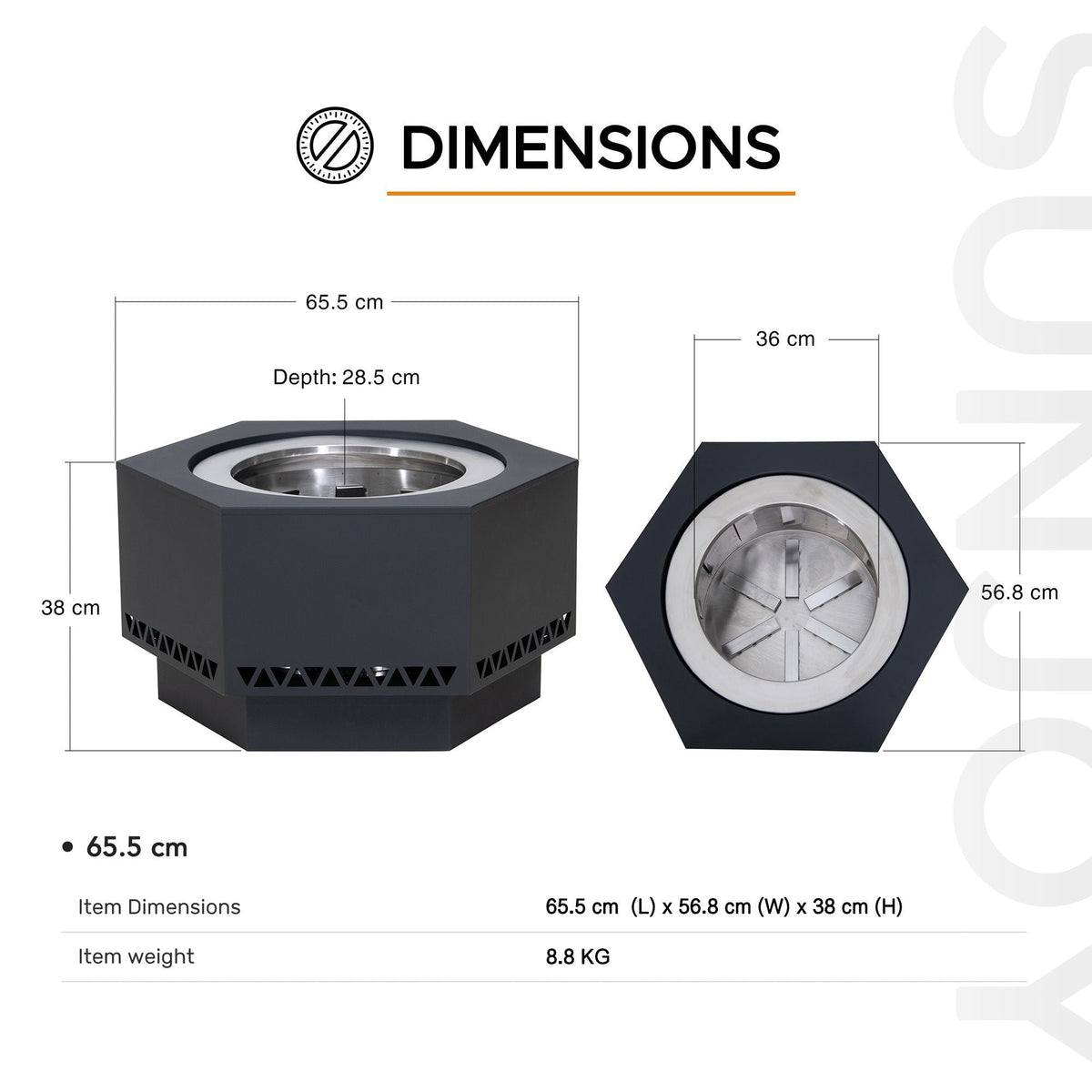 Hexagonal Low Smoke Stainless Steel Fire Pit, 26-in W8R5 - product image 4