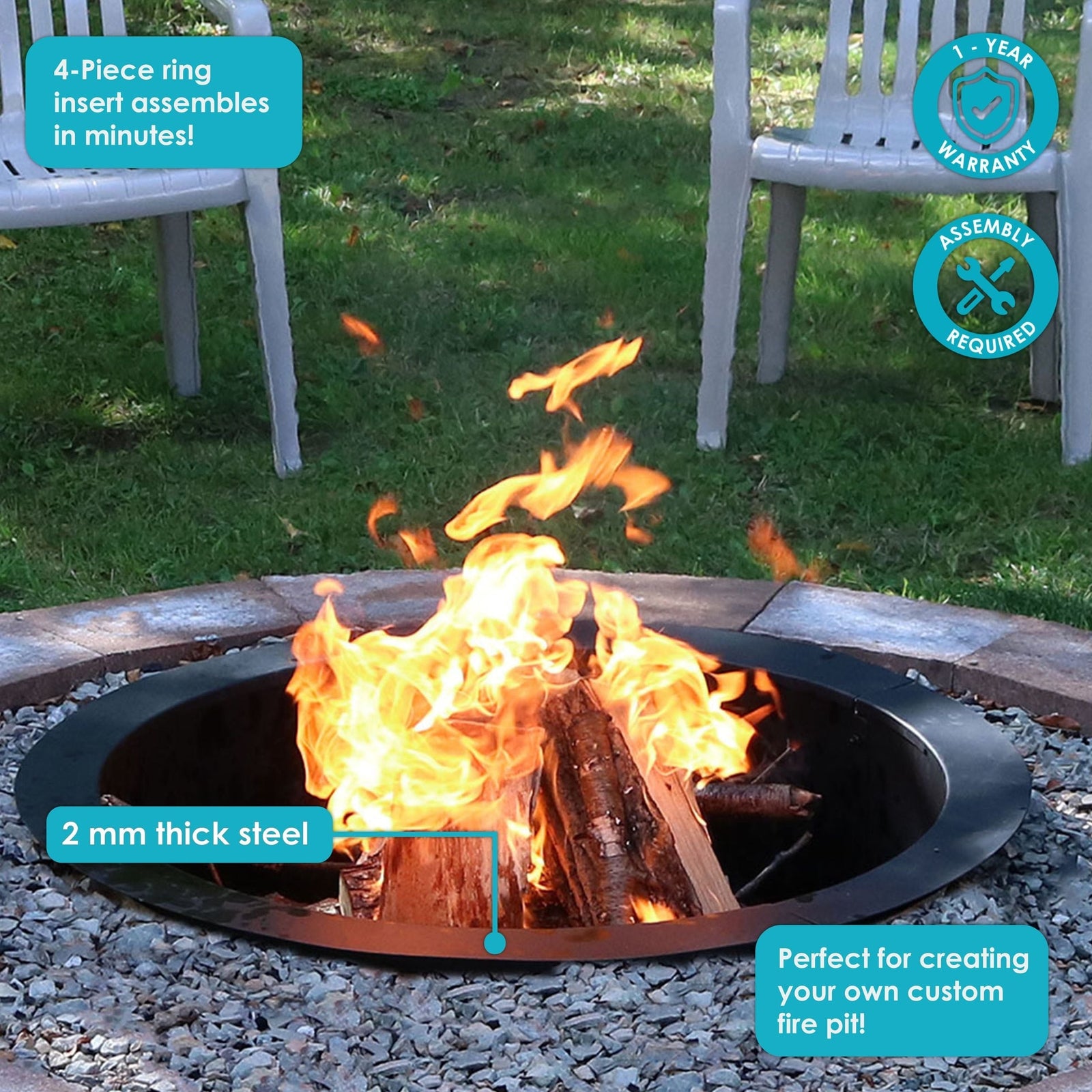 Decor Heavy Duty Fire Pit Ring Liner, 39-in J6O3 - product image 4
