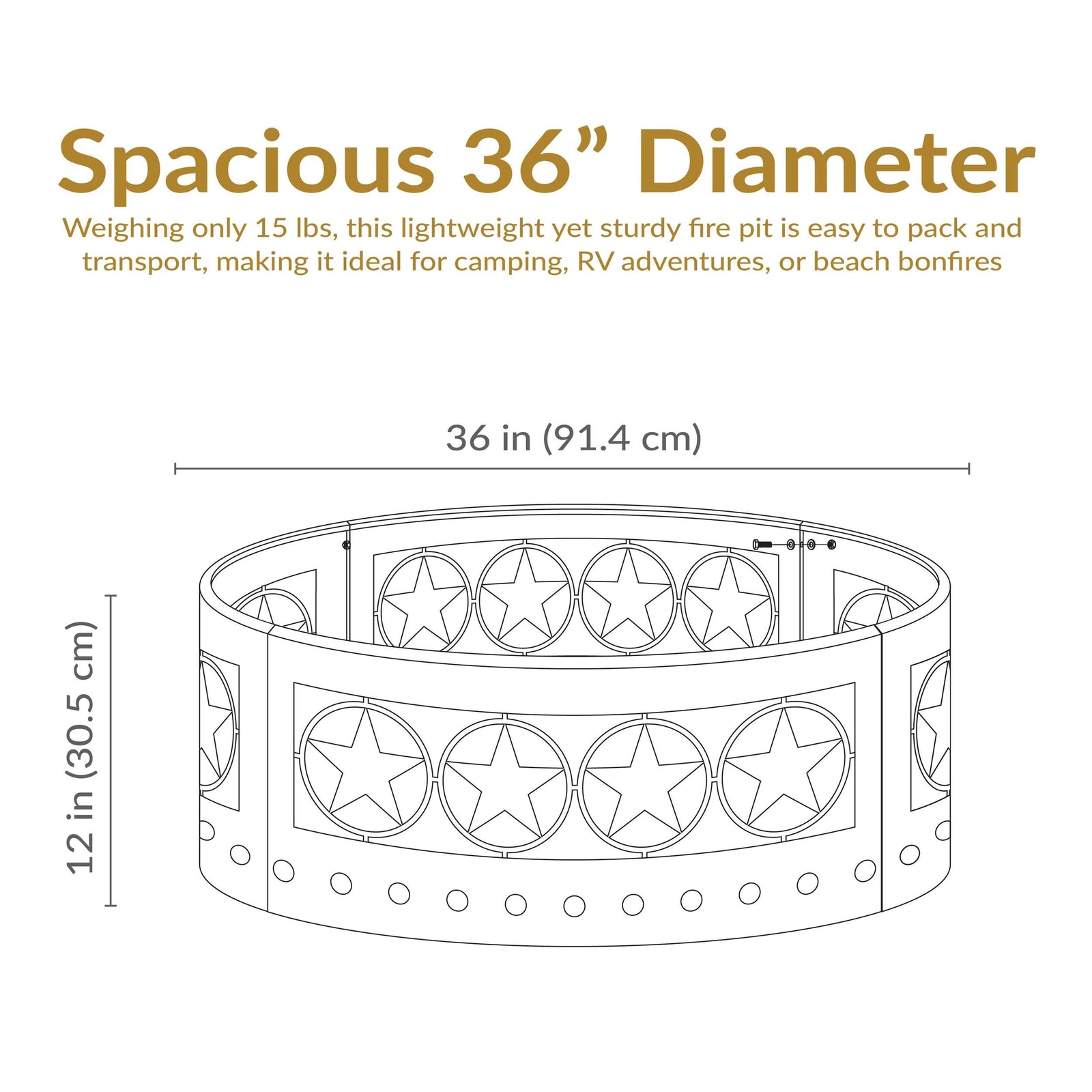 Décor Heavy-Duty Steel Cut Out Campfire Ring, 36-in Q5M2 - product image 5