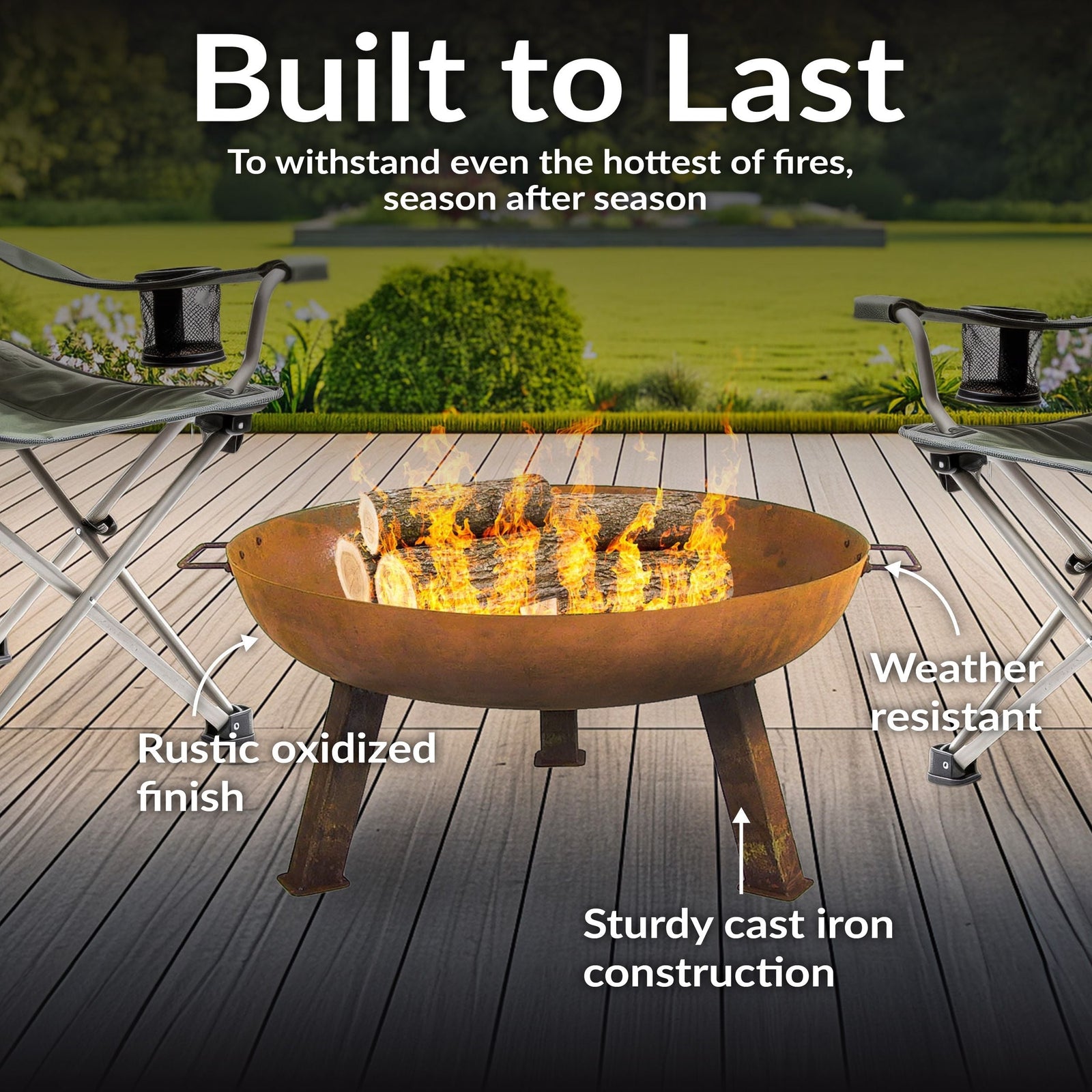 Decor Rustic Cast Iron Fire Bowl, 30-in A7S3 - product image 4