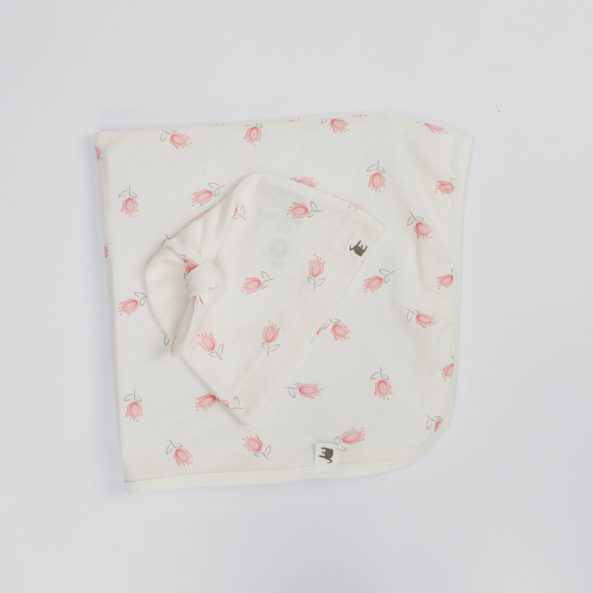 The Elk Baby Tulip Print Premium Organic Cotton Blanket and Beanie Set B6U5 - product image 1