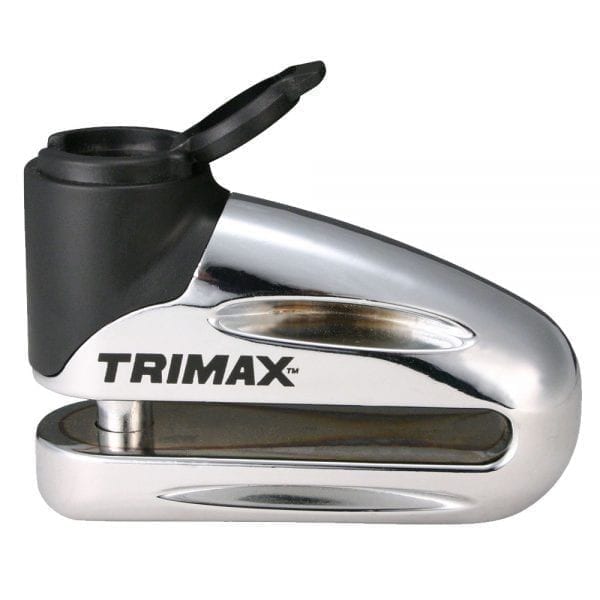 Hardened Metal Motorcycle Disc Lock with 10mm Pin, Chrome/Silver with Pouch & Cable R2V1 - product image 1