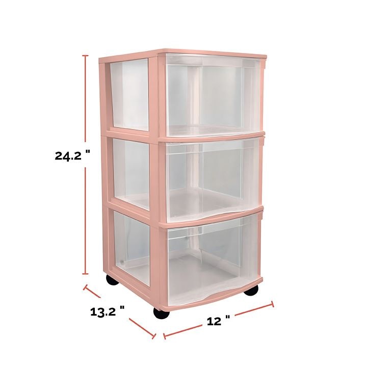 Type A 3-Drawer Storage Tower, Pink S2S9 - product image 3