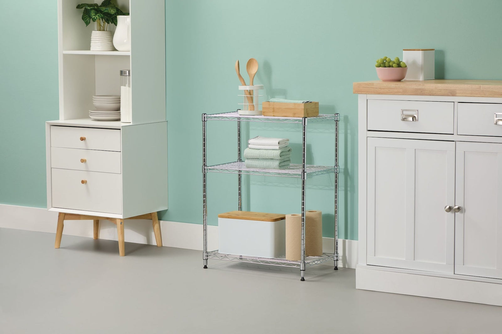 Type A 3-Tier Storage Rack, No Tool Assembly, Chrome Y9X8 - product image 2