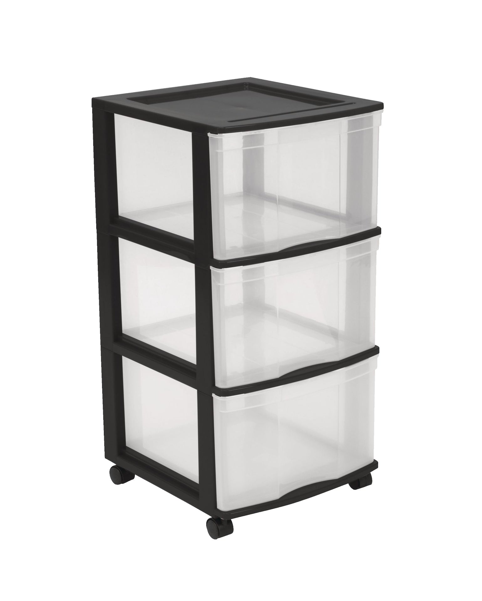 type A Clear Black Frame 3-Drawer Storage Tower/Cart with Wheels, 24-in Z4K0 - product image 1