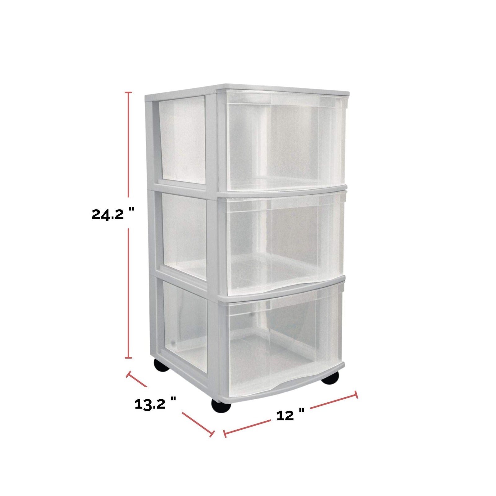 type A Clear Grey Frame 3-Drawer Storage Tower/Cart with Wheels, 26-in P6Y6 - product image 4