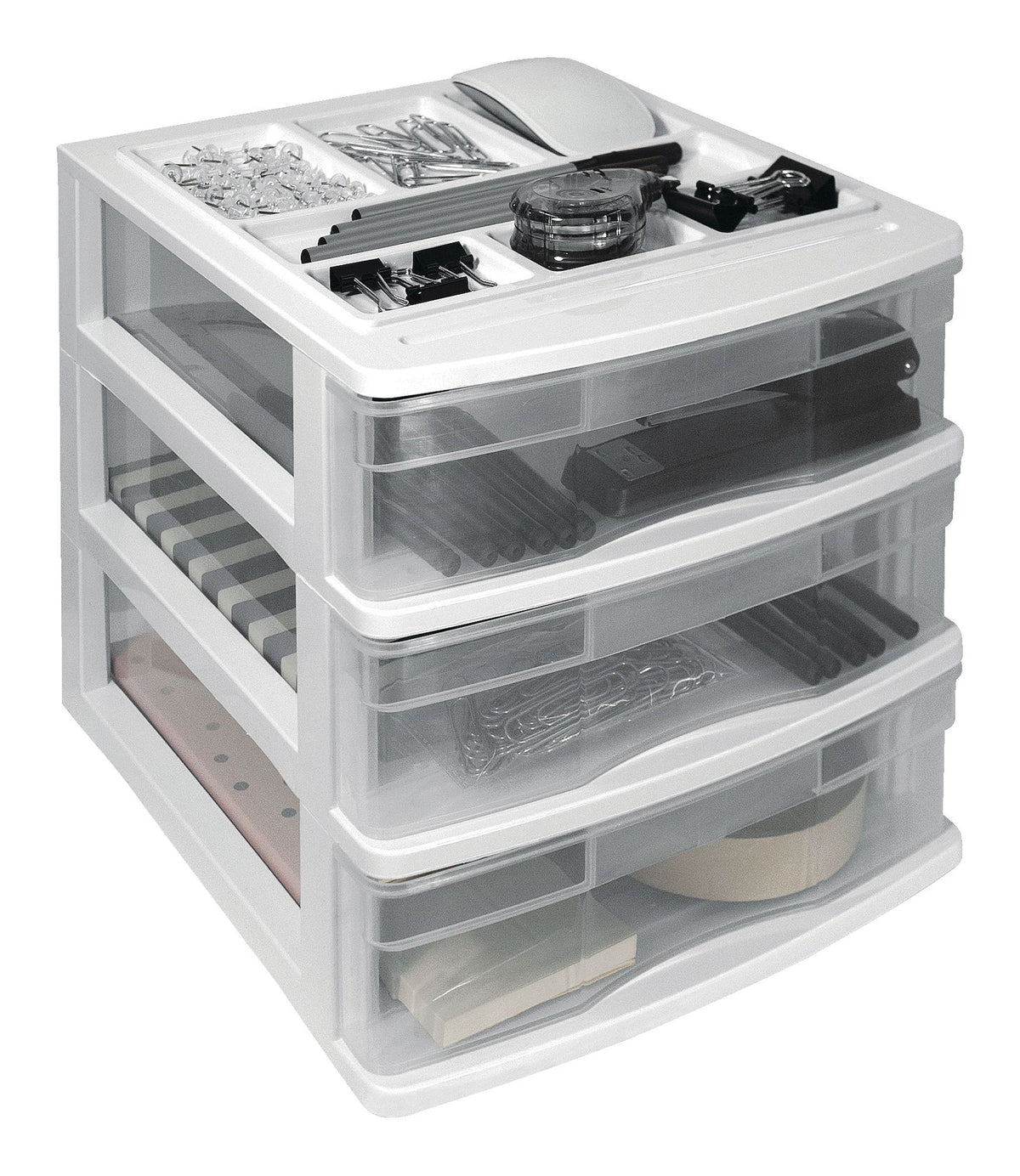 type A Desk Clear White Frame 3-Drawer Storage Tower, 10-in K9U1 - product image 3