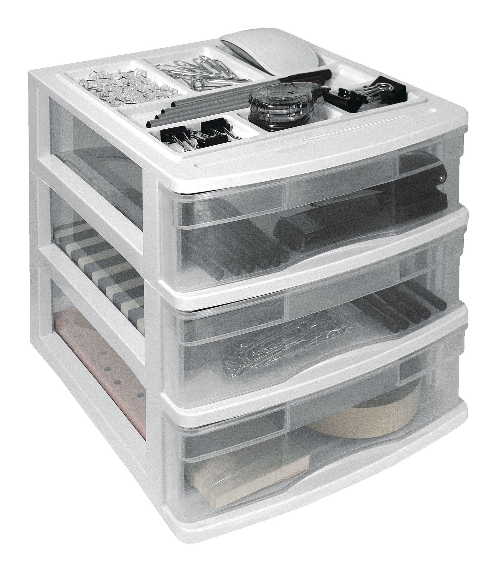 type A Desk Clear White Frame 3-Drawer Storage Tower, 10-in H1Y6 - product image 3