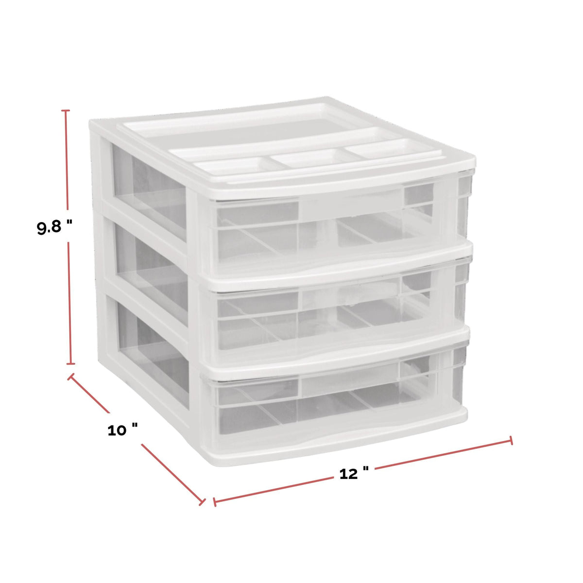 type A Desk Clear White Frame 3-Drawer Storage Tower, 10-in K9U1 - product image 4