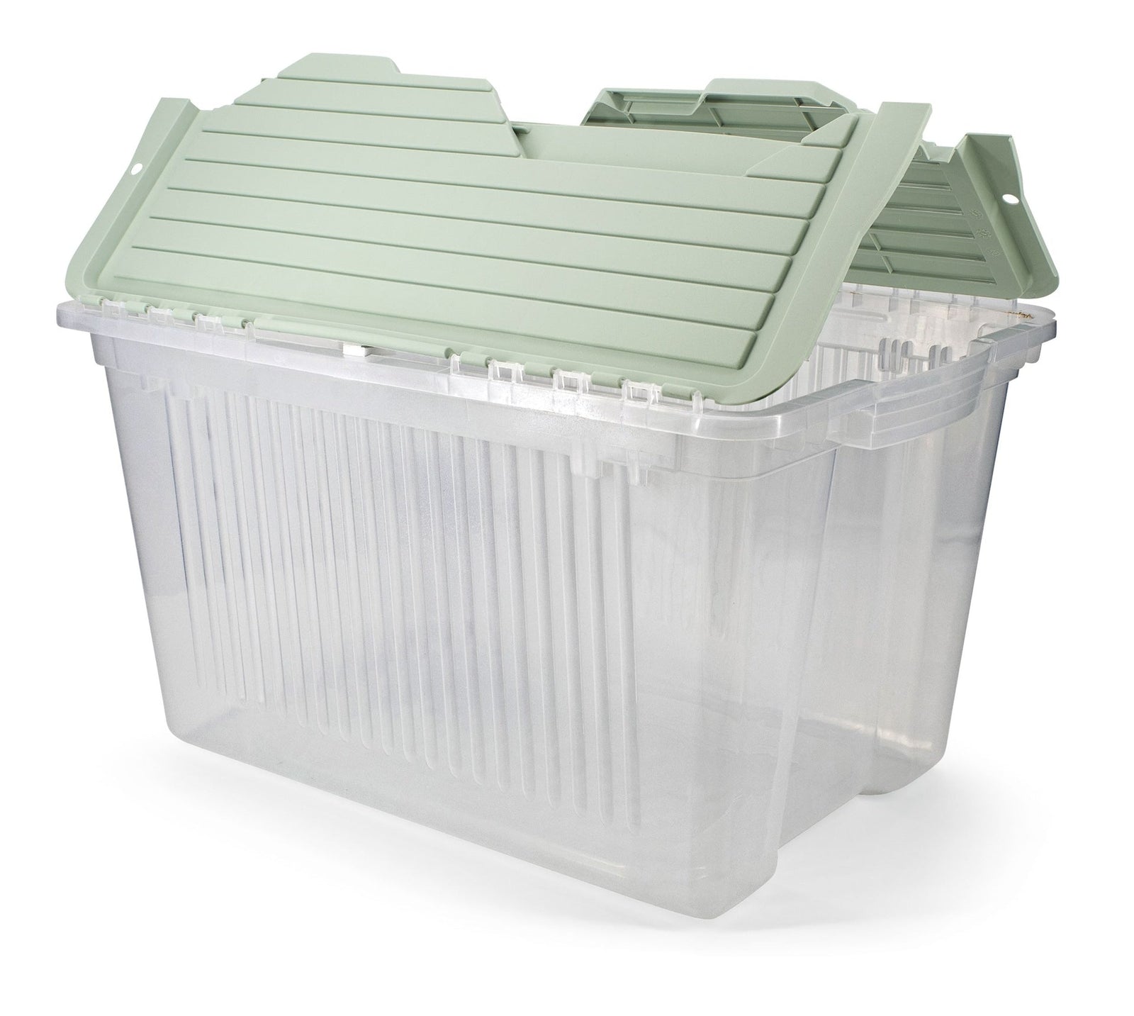 type A Transparent Stackable Storage Box with Flip-top Lid, 45-L, Eucalyptus Y7B4 - product image 1