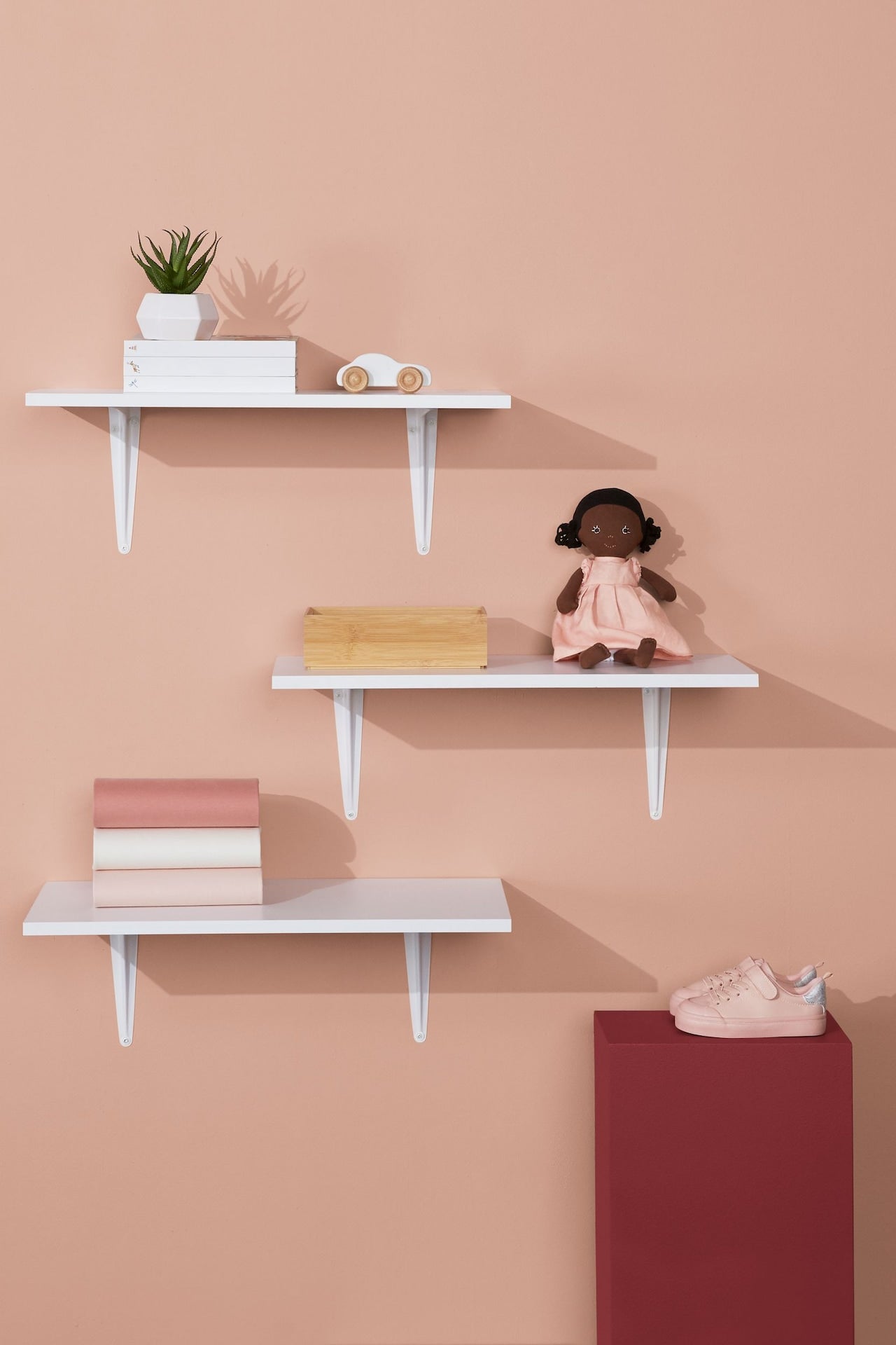 type A Wooden Floating Wall Shelf Board, White, 12 x 24-in D1N0 - product image 3