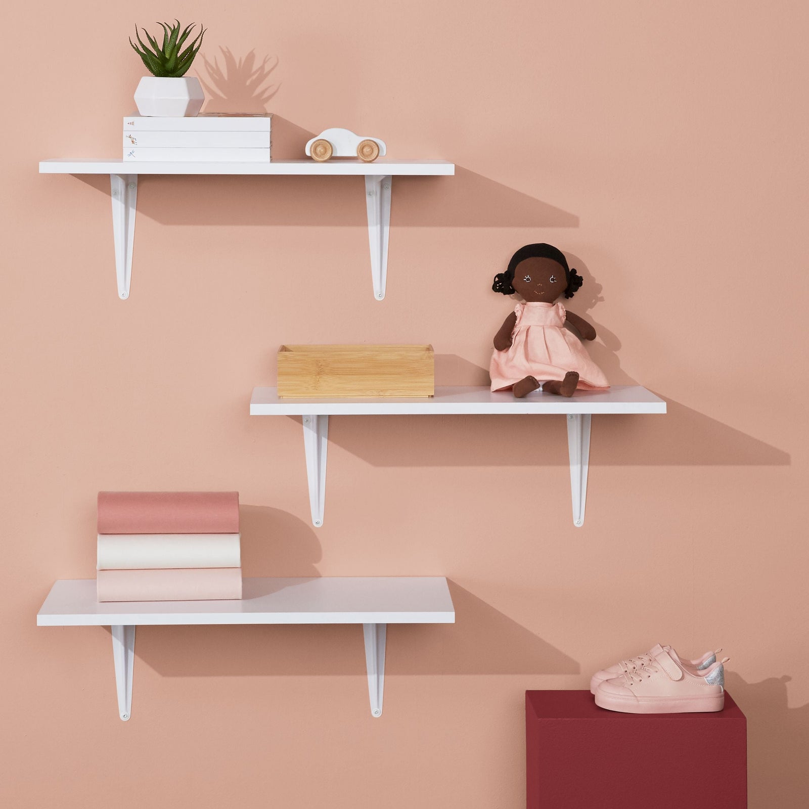 type A Wooden Floating Wall Shelf Board, White, 12 x 24-in D1N0 - product image 4
