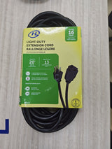 20' 16 Gauge 1-Tap Outdoor Extension Cord, Black Q9R8 - product image 2