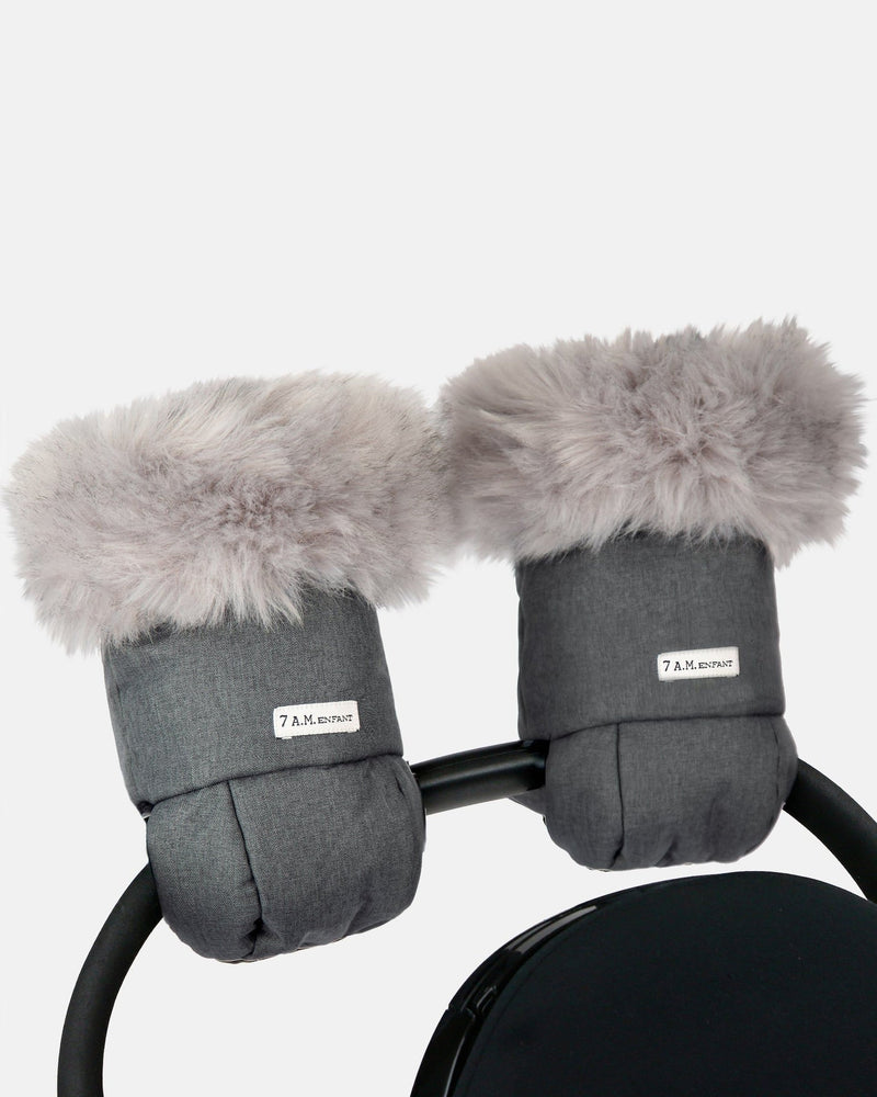 7AM Enfant Warmmuffs - Heather Grey Dark Faux Fur Z3H4