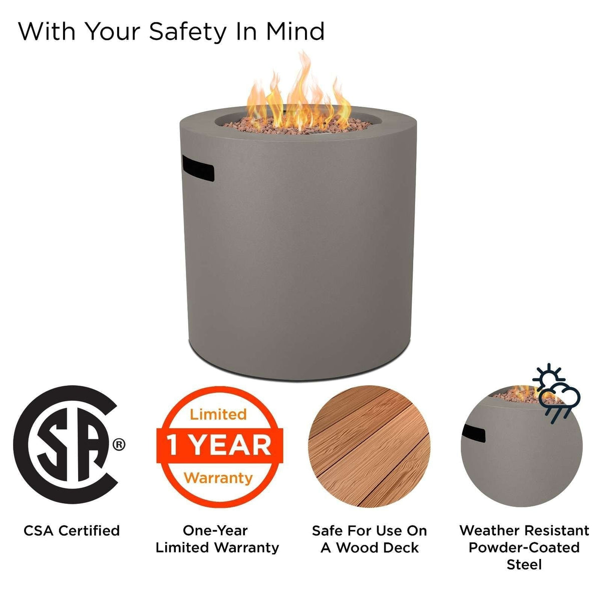 Steel Propane Fire Pit Hidden Tank in Mist Gray, 24-in B7S3 - product image 8