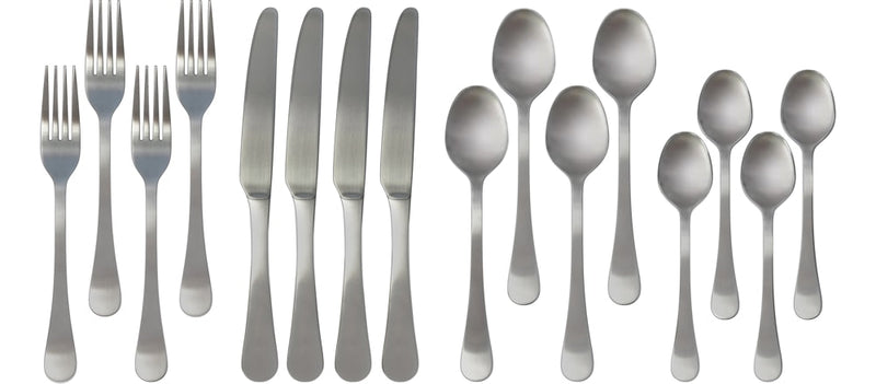 Basic Stainless Steel Flatware Set, Serves 4, 16-pc J7Y1
