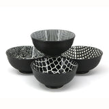 Black & White Patterned Bowls Set, 12-cm, 4-pc X1T2 - product image 1