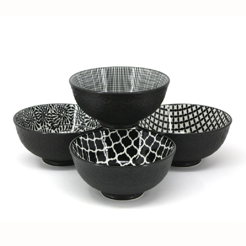 Black & White Patterned Bowls Set, 12-cm, 4-pc X1T2 - product image 1