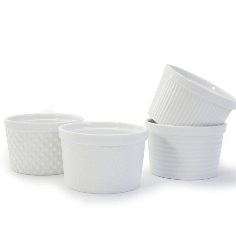 Textured Ramekin Set, 12-oz, White, 4-pc H1E6